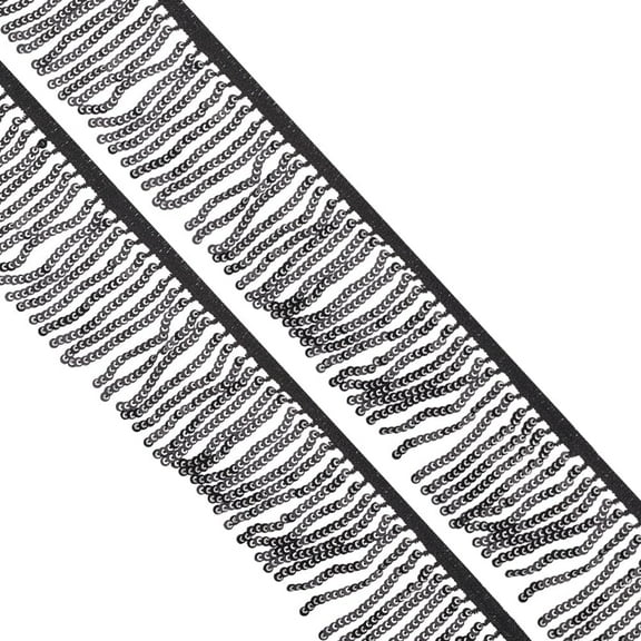 Tassel Lace Ribbon Fringe Paillette Lace Trim Macrame Lace Ribbon Black 3 inch(75mm)