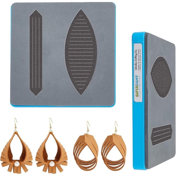 Tassel Leather Cutting Dies 2 Shapes Leather Earring Die Cuts Fringe Wooden Die Cuts Dangle Earrings Cutting Cutter for DIY Art Crafts Fabric Accessory Earring Jewelry Making