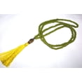 thumbnail image 1 of Tassel Necklace Green Glass Beads Buddha Silver Tone Jewelry | #cik3606g, 1 of 2