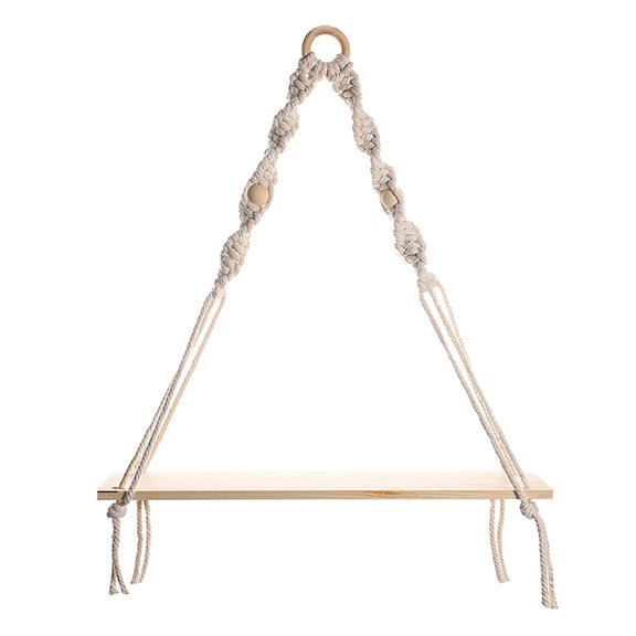 SOPOTUTU Hanging Macrame Shelf For Plants Macrame Wall Shelf Beige 1Pcs