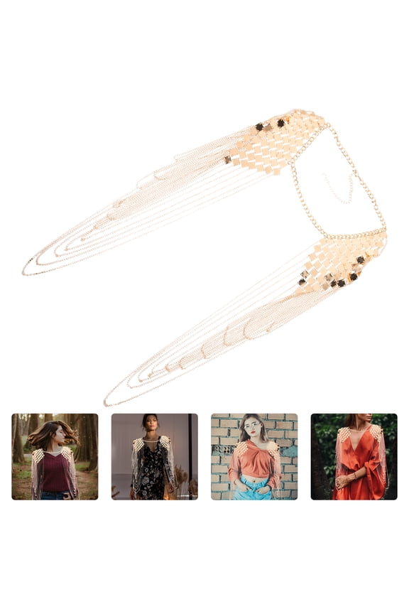 Stylish Golden Shoulder Chain with Tassel Link for Fashionable Coat and Jacket Look