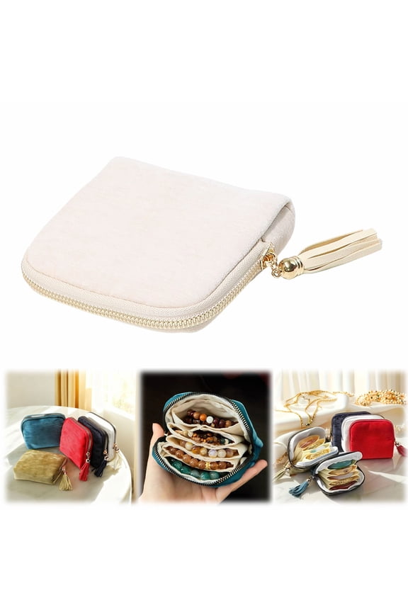 Tassel Storage Pouch, Cute Drawstring Cosmetic Bag, Portable Multi-Purpose Organizer Bag for Makeup, Jewelry, Stationery & Small Items