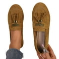 thumbnail image 1 of Tassel Suede Oxfords Dress Shoes for Women Spring Fall Fringe Slip on Ballet Flats Penny Loafers Walking Shoes, 1 of 6