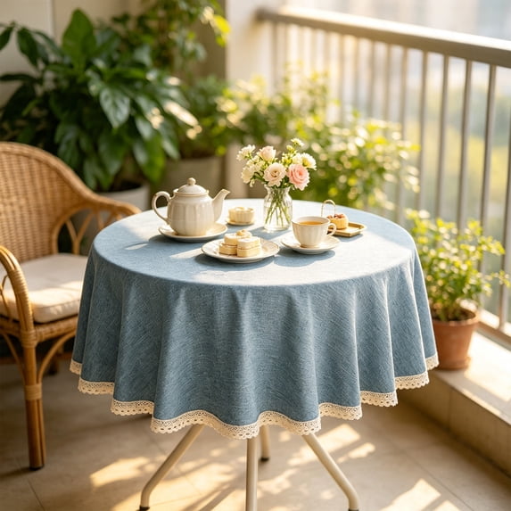 Tassel Tablecloth, Waterproof Dining Cover, Oil Proof Rectangular Mat, Elegant Embroidered Design and Stain Resistant Surface for Coffee Tables, Dining Tables, and Party Banquets