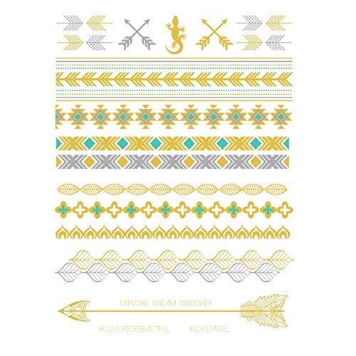 Tassel Temporary Metallic Body Art Tattoo, The Valley