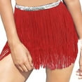 thumbnail image 1 of Tassel Tutu Skirt for Women Sexy Flowy Belly Dance Fringe Skirts Shiny Three-layer Party Prom Outfit for Beach Resort, 1 of 4