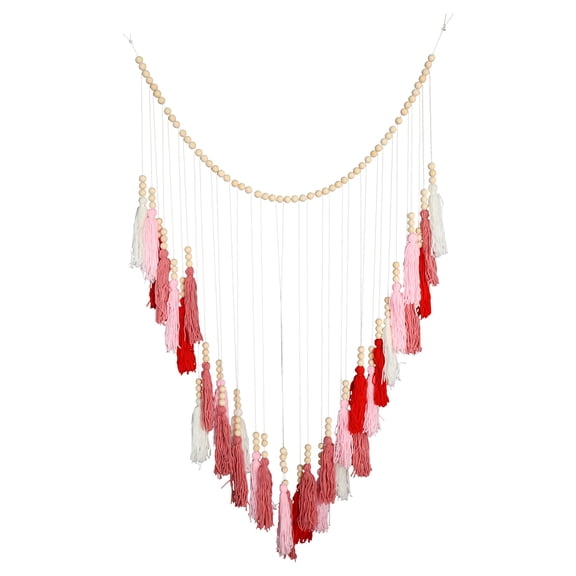 Tassel Wall Hanging, Boho Yarn Tassels Garland with Wood Beads for Nursery Decor( Series)