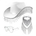 thumbnail image 1 of Tassel Western Cowboy Hat,Fashion Decorative Headwear,Party Concert Casual Hat,Elegant Western Classic Silhouette With Delicate Tassel Ornament And Retro Style ,Stylish Cowboy Hat Party,White, 1 of 8
