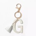 thumbnail image 1 of Tasseled Initial Key Chain, White, 1 of 6