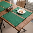 thumbnail image 1 of Tassels Boho Placemats Set of 2, Macrame Place Mats Burlap Splicing Woven Rectangular Table Mats, Farmhouse Table Decor for Rustic Wedding Bridal Shower, 12x20 Inches, 1 of 2