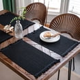 thumbnail image 1 of Tassels Boho Placemats Set of 2, Macrame Place Mats Burlap Splicing Woven Rectangular Table Mats, Farmhouse Table Decor for Rustic Wedding Bridal Shower, 12x20 Inches, 1 of 2