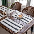 thumbnail image 1 of Tassels Boho Placemats Set of 2, Macrame Place Mats Burlap Splicing Woven Rectangular Table Mats, Farmhouse Table Decor for Rustic Wedding Bridal Shower, 12x20 Inches, 1 of 2