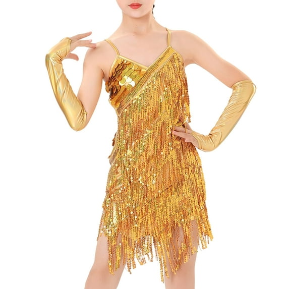Tassels Sleeveless Flapper Dress Latin Dance Dress Salsas Dancewear Dancer Outfits