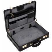 Tassia Expander Leather Attache Briefcase Black