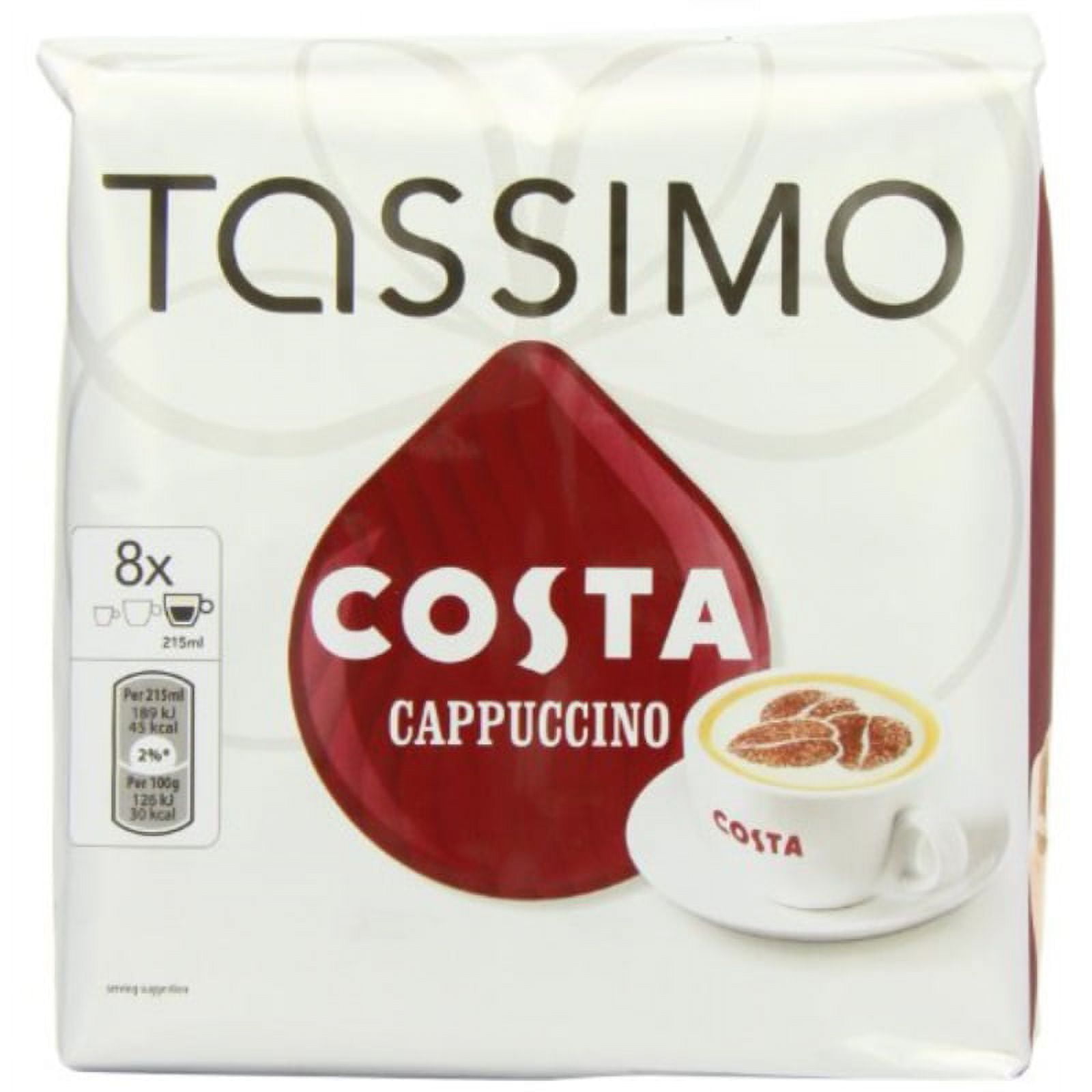 Tassimo Costa Cappuccino 16 T Discs, Large Cup Size 8 Servings