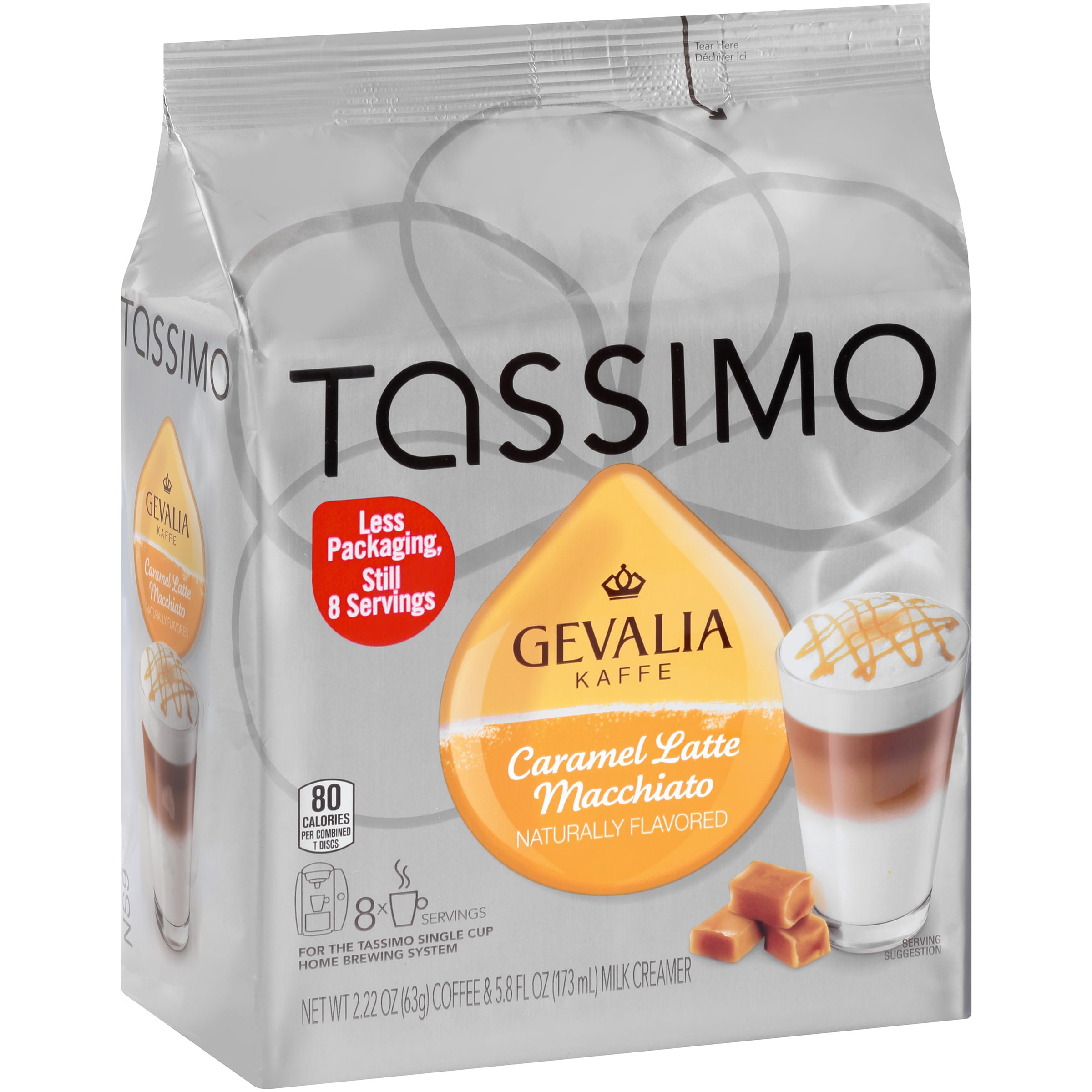 Dosettes T-Discs Tassimo Gevalia, Macchiato au caramel, paq. 8