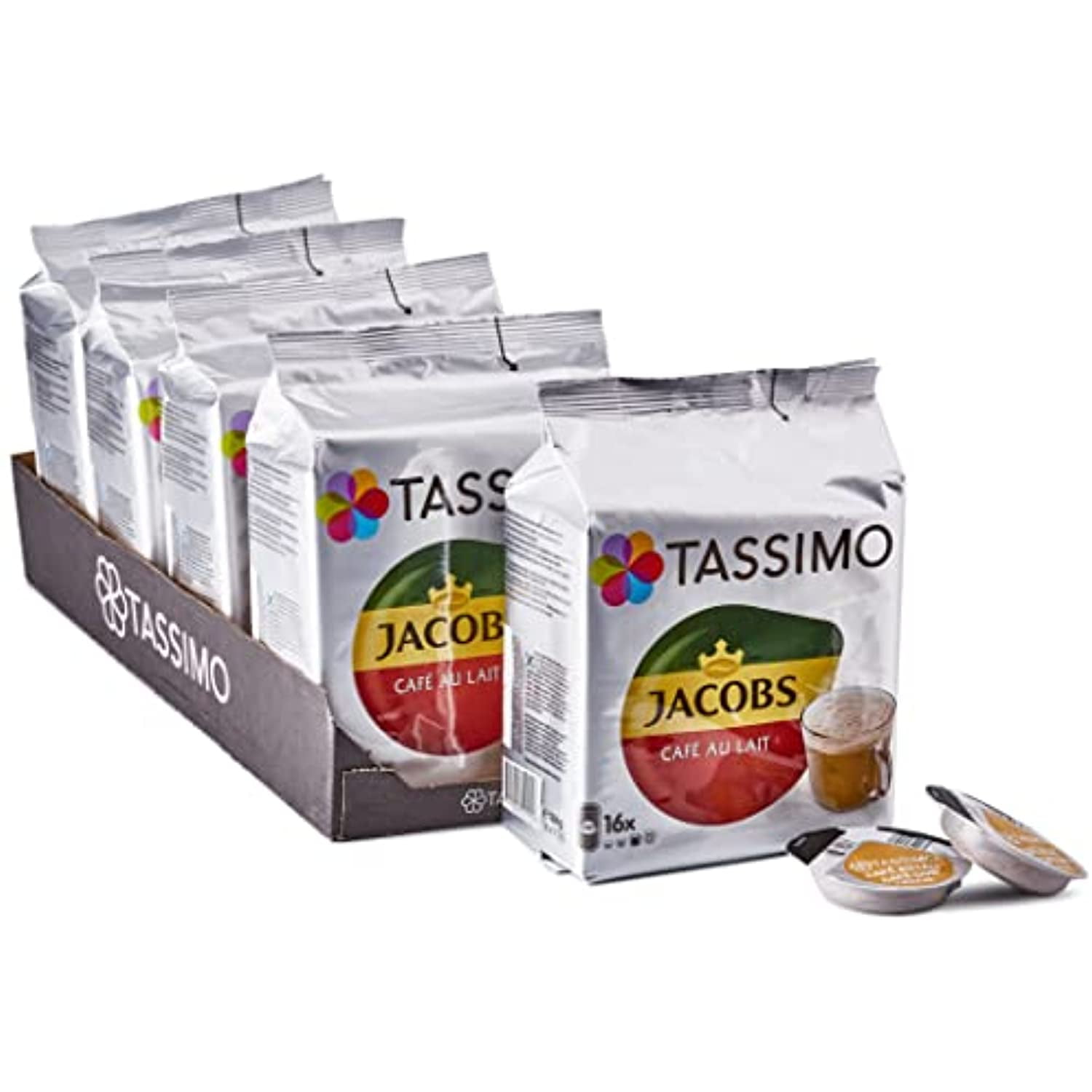 Tassimo Café Dosettes - 105 boissons Café au Lait (lot de 5 x 21