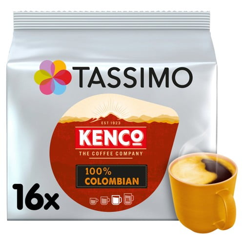 Tassimo Kenco 100% Colombian Coffee Pods, 16 pods per pack, British Import (Pack of 3)