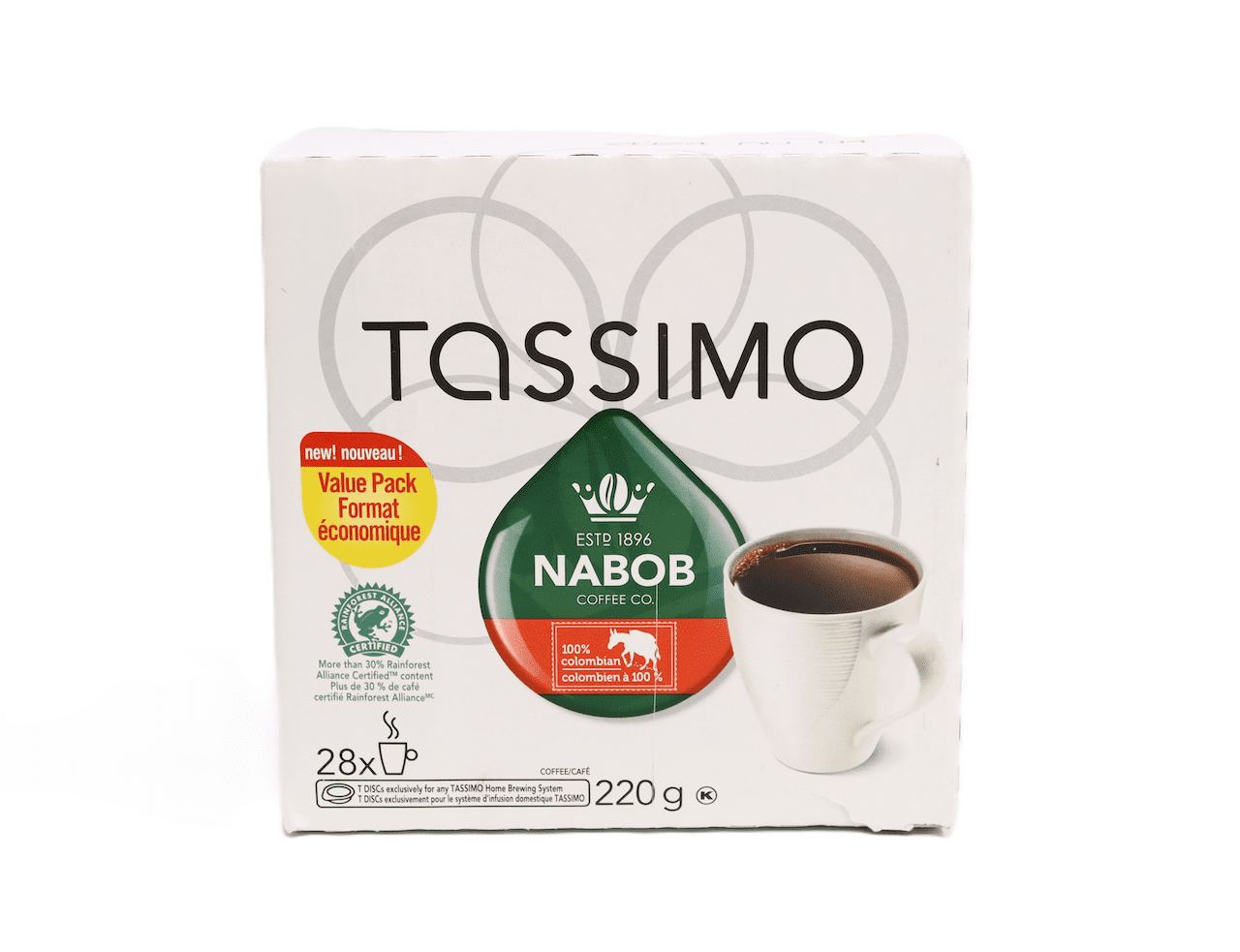 Tassimo Nabob 100% Colombian Coffee Single Serve T-Discs – 28 T