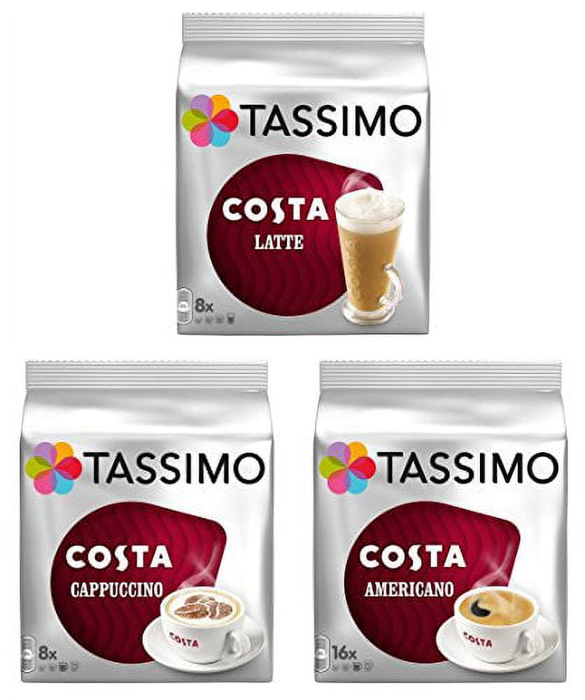 Tassimo New 3 Costa Variety Bundle Costa Latte New Smaller Pack Americano And Cappuccino New Smaller Latte Pack Version