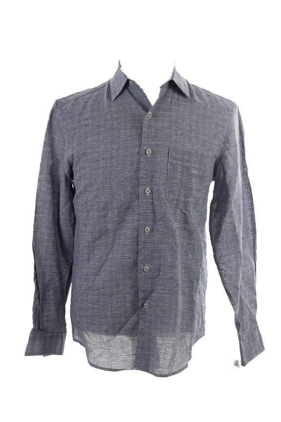 Blue Long-Sleeve Checkered Shirt S