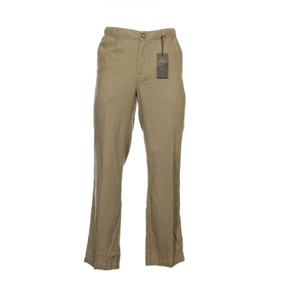 Tasso Elba Collezione Khaki Heather Flat Front Pants | Size Smallx30