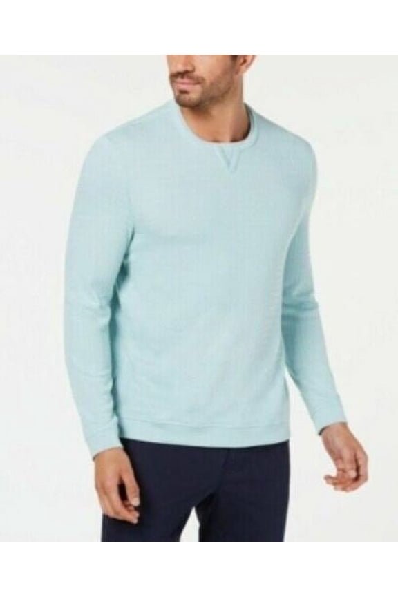 Men's Crew-Neck Long-Sleeve Pullover Sweatshirt, Light Green 3XL