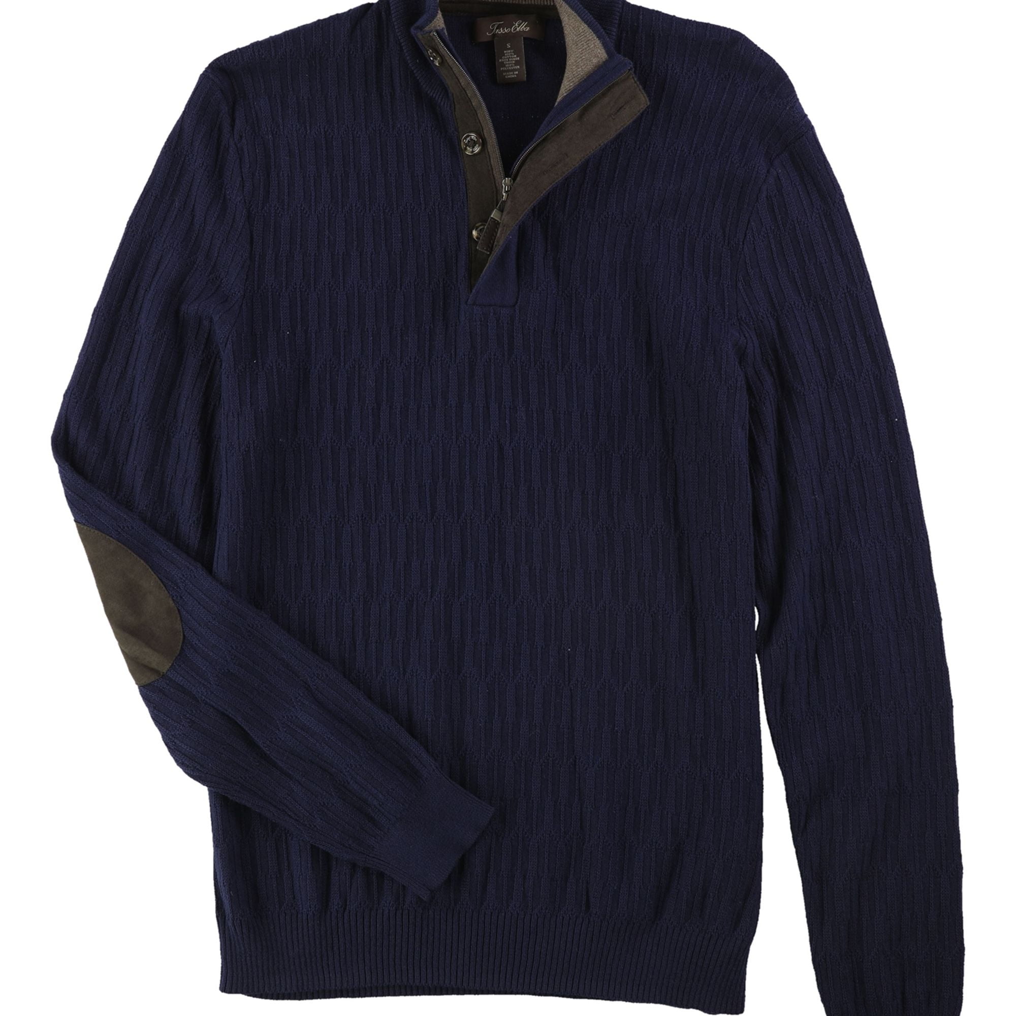Tasso Elba Mens Button Pullover Sweater, Blue, Small
