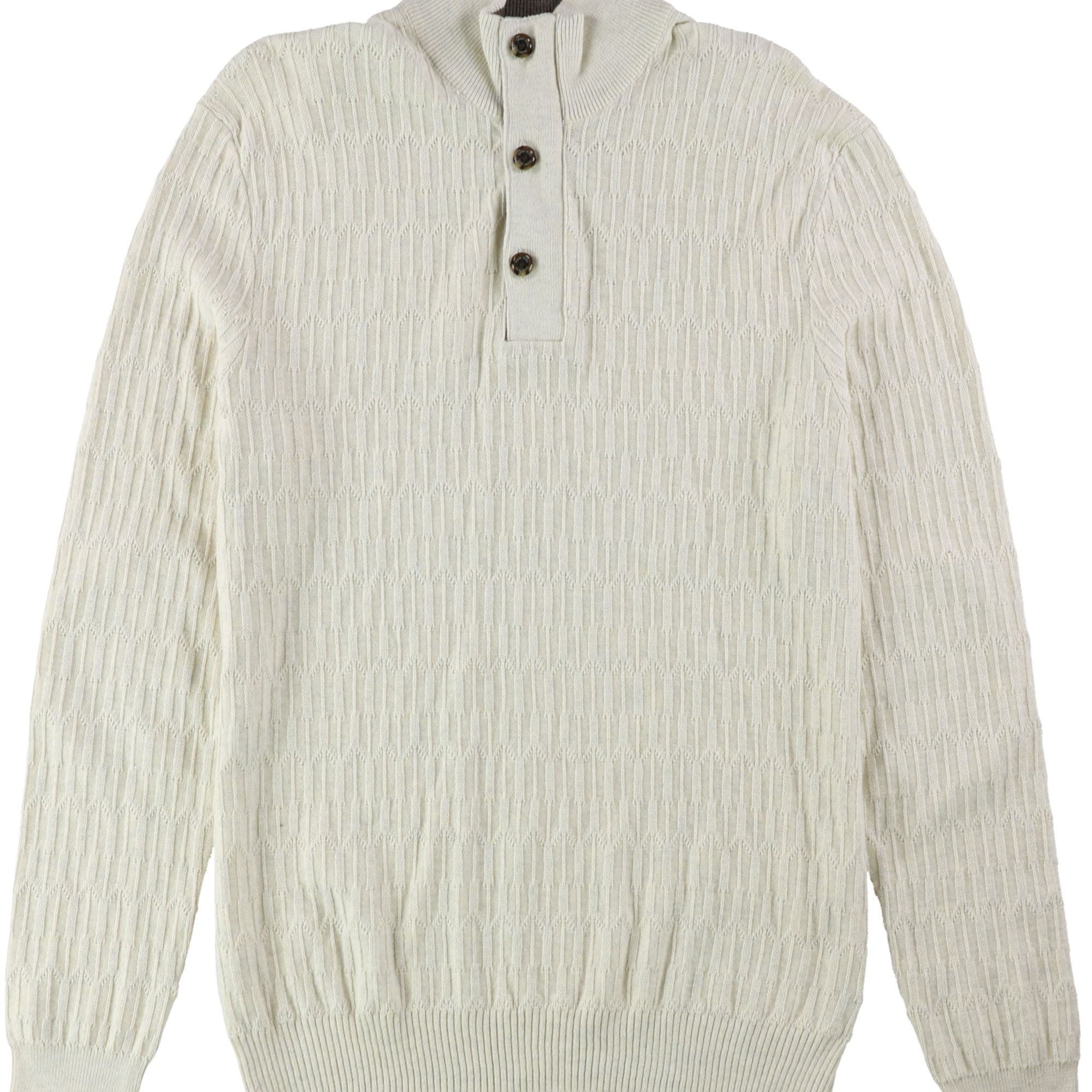Tasso Elba Mens Button Pullover Sweater, Off-White, XX-Large