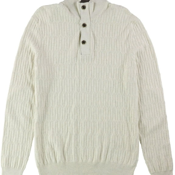 Tasso Elba Mens 3 Button Pullover Sweater, Off-White, XX-Large