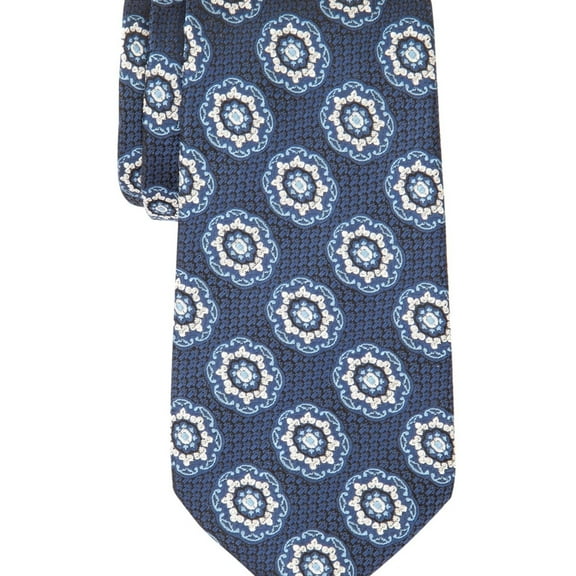 Tasso Elba Mens Bart Medallion Self-tied Necktie, Blue, One Size