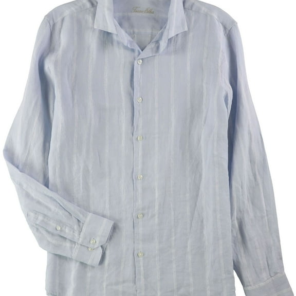 Tasso Elba Mens Boucle Button Up Shirt, Blue, XXX-Large