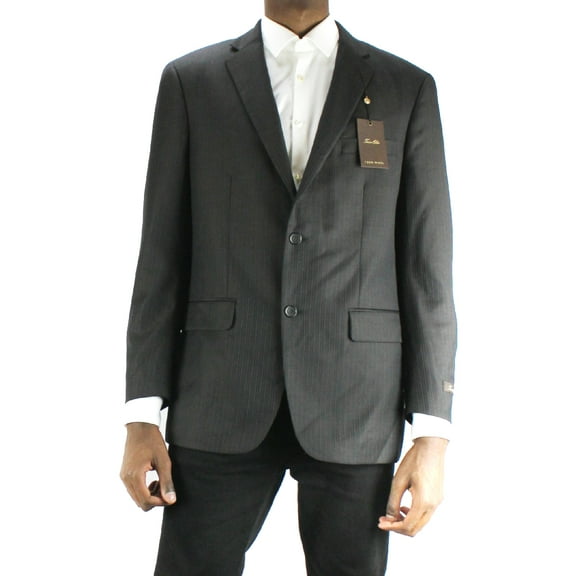 Tasso Elba Mens Charcoal Pinstripe Regular Fit Jacket R