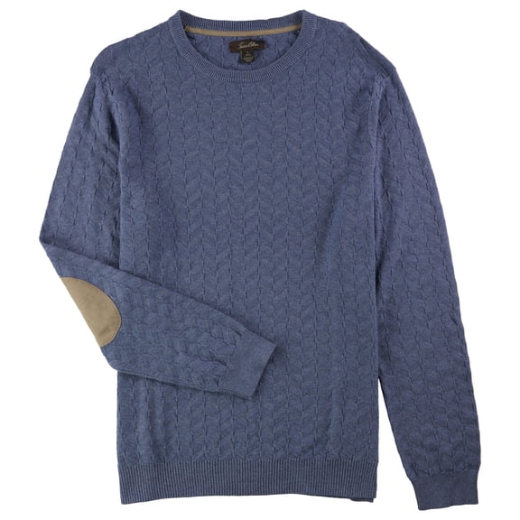 Tasso Elba Mens Chevron Patterned Knit Pullover Sweater, Blue, Large