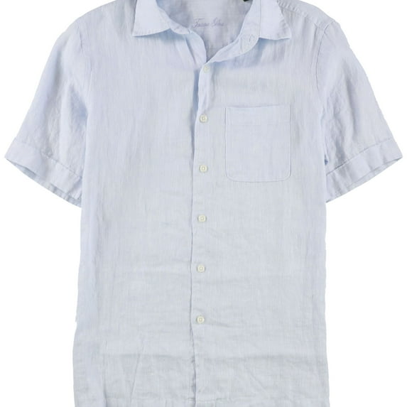 Tasso Elba Mens Cross-Dye Button Up Shirt, Blue, Small