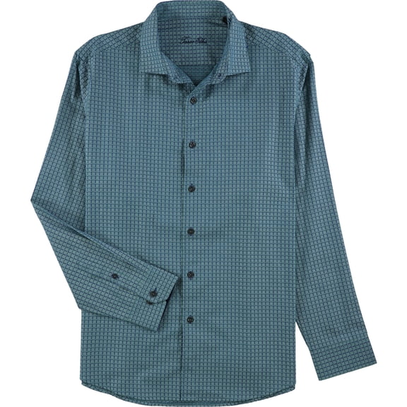 Tasso Elba Mens Debala Plaid Button Up Shirt, Blue, Small