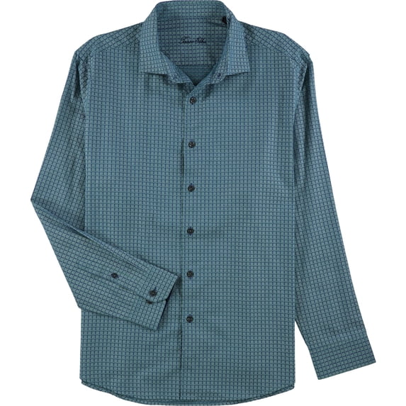 Tasso Elba Mens Debala Plaid Button Up Shirt, Blue, Small