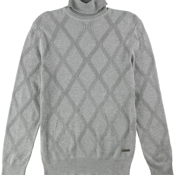 Tasso Elba Mens Diamond Knit Pullover Sweater, Grey, Medium