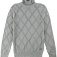 thumbnail image 1 of Tasso Elba Mens Diamond Knit Pullover Sweater, Grey, X-Large, 1 of 2