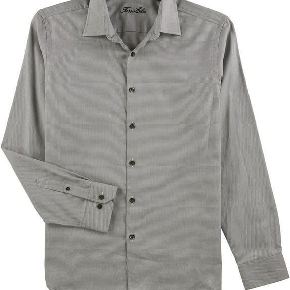 Tasso Elba Mens Dobby Button Up Shirt, Beige, Small