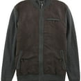 thumbnail image 1 of Tasso Elba Mens Faux-Suede Knit Bomber Jacket, Grey, Small, 1 of 2