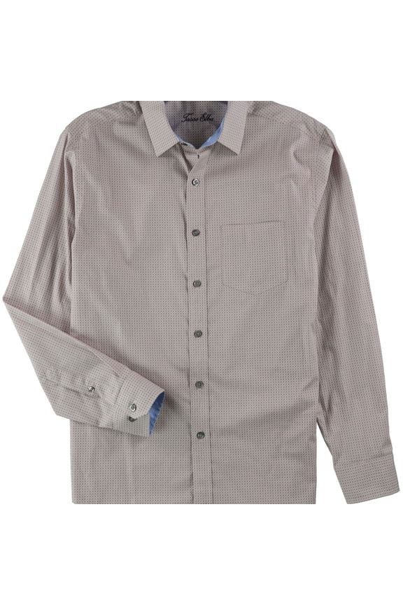 Mens Foulard Button Up Shirt, Red, Medium