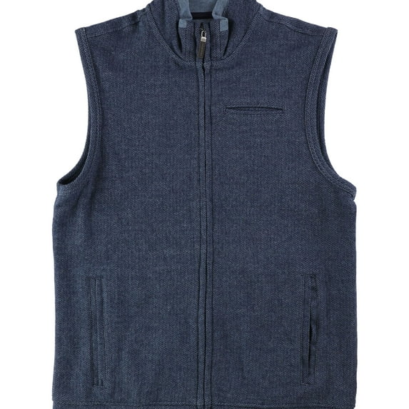 Tasso Elba Mens Full-Zip Pocket Sweater Vest, Blue, Small