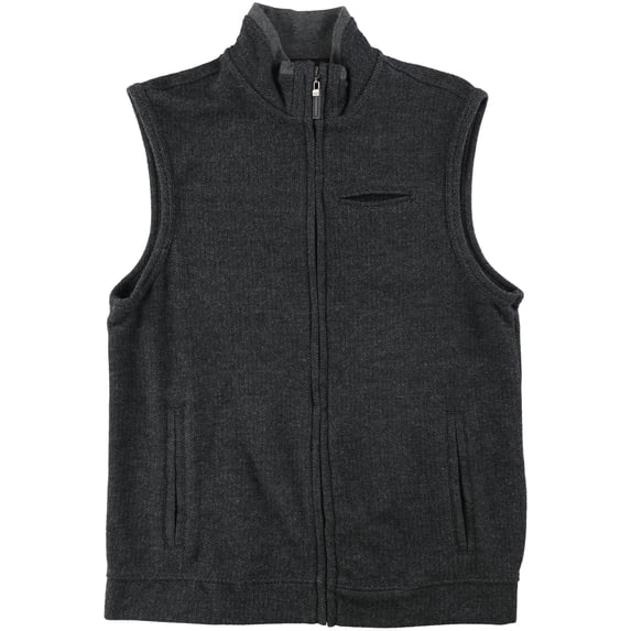 Tasso Elba Mens Full-Zip Pocket Sweater Vest, Grey, Small