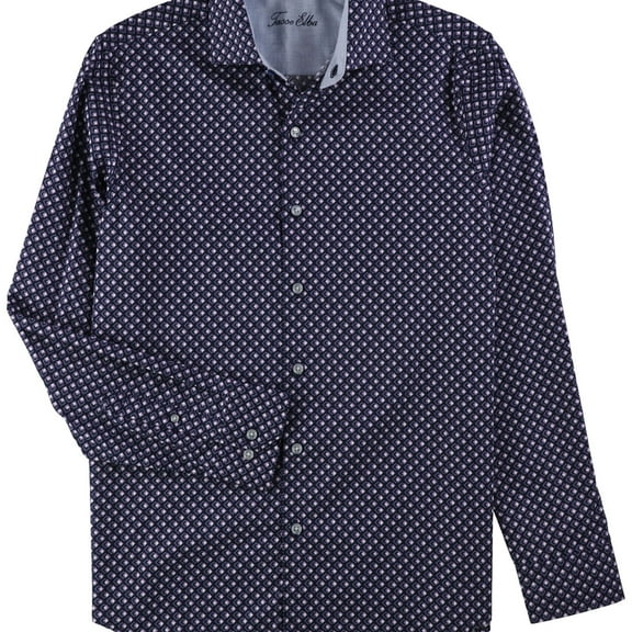 Tasso Elba Mens Geo Button Up Shirt, Purple, Small