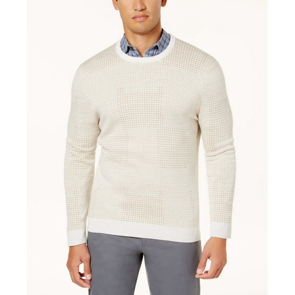 Tasso Elba Mens Geo Dot Jacquard Sweater Heather S