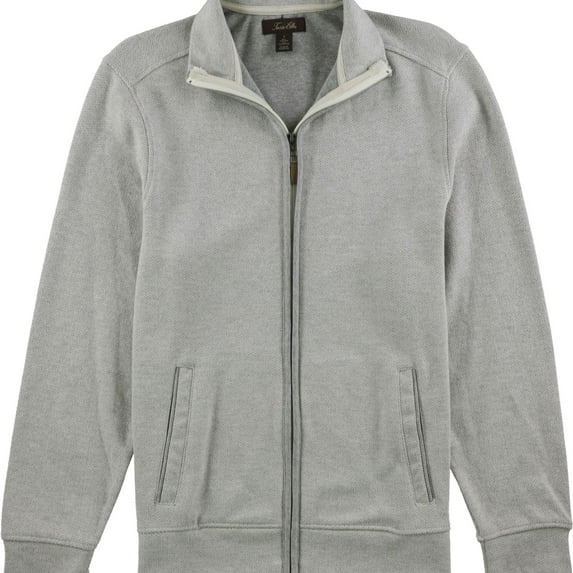 Tasso Elba Mens Herringbone Knit Sweater, Grey, XX-Large