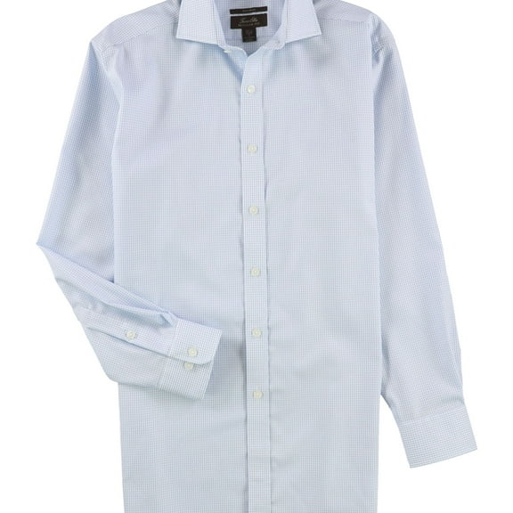 Tasso Elba Mens Houndsooth Button Down Dress Shirt, Blue, 14.5" Neck 32"-33" Sleeve