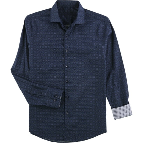 Tasso Elba Mens Jasper Plaid Button Up Shirt, Blue, Medium