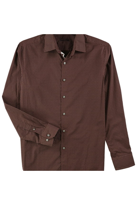 Mens Medallion Button Up Shirt, Red, Small